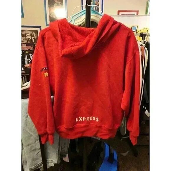 Express Athletique Sport Vintage Women's Red Full Zip Fleece Jacket Small CR3 - Picture 2 of 7